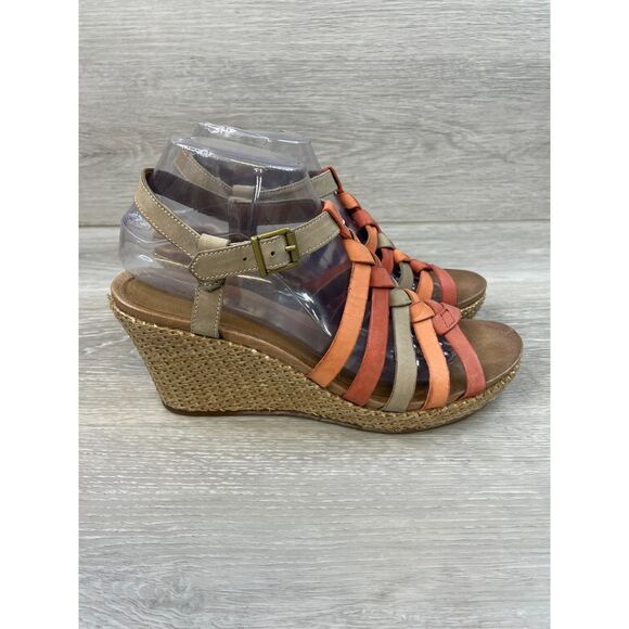 Cobb Hill by New Balance Women's Sandal Brown 8.5 Slingback Leather Wedge Shoes - Picture 1 of 11